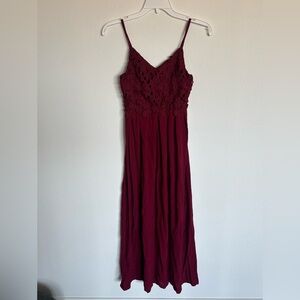 Matty M Burgundy Lace Maxi Dress